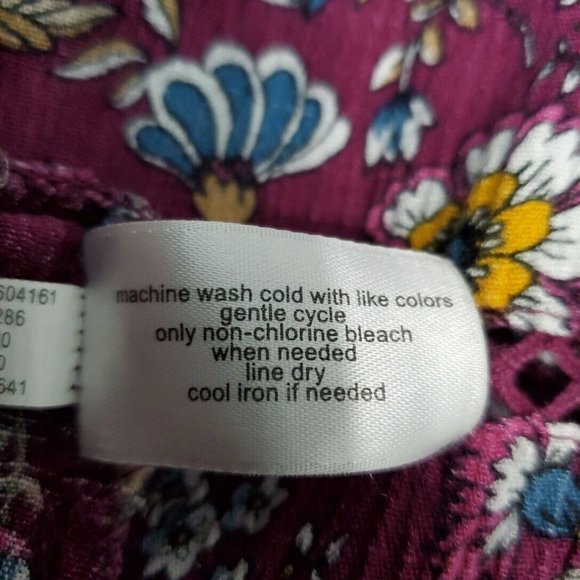 Lane Bryant Peasant Top Plus Size 22/24 High Low Floral V-Neck Rayon Purple - Picture 5 of 6